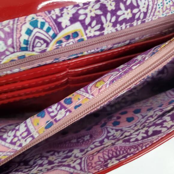 navoh Red Purse Studded Envelope Clutch short metal Chain Strap paisley Lined - Picture 10 of 15